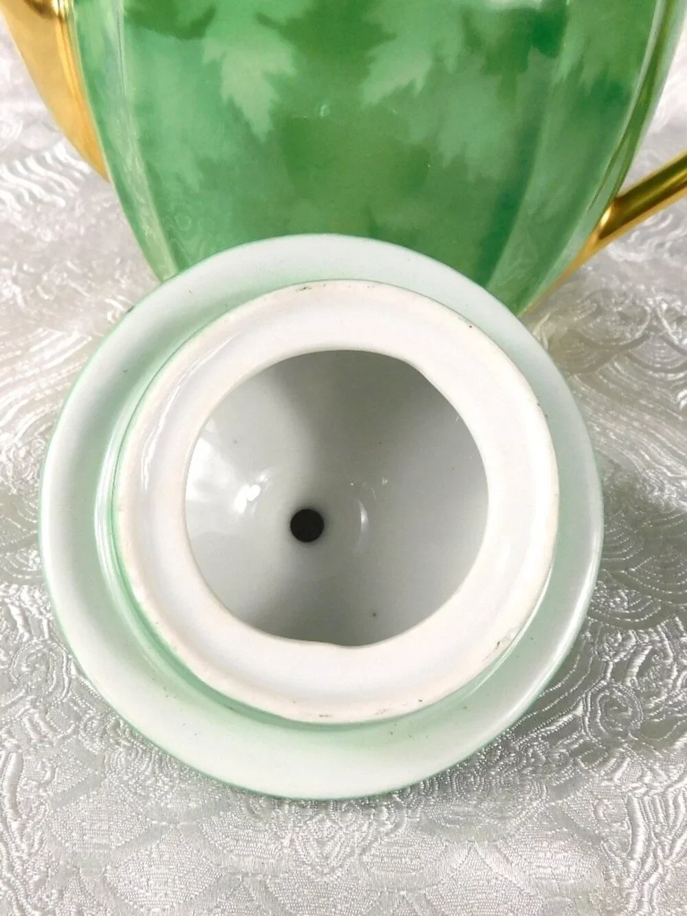 Green Pickard Teapot with Sugar Bowl, Creamer and Five Cups  # 27424